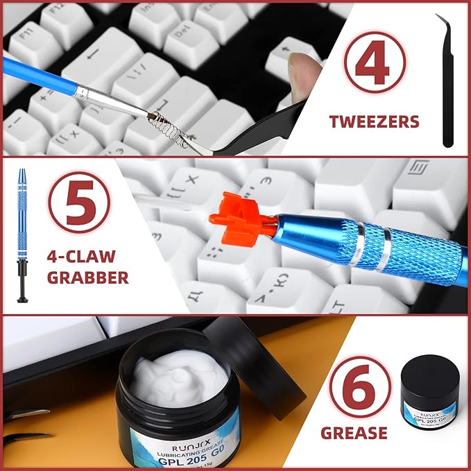YIMAGUJRX RUNJRX Keyboard Switch Lube Kit GPL 205G0 0.53oz/15g, Switch Opener for Cherry MX TTC Holy Pandas Switch,Switch Lube Tools for Gaming Keyboard