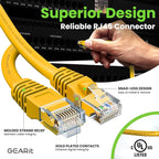 GEARit Cat 6 Ethernet Cable (1-Pack 1 Foot) Cat6 Network Patch, 10Gbps, RJ45, Snagless Cord, Gold-Plated Connectors, Internet for PC, TV, Tablet, Router, Printer, Servers, IT Data Center - Yellow