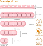 Pink Desk Cable Organizer - 5 Pack (7-5-3-1-1 Slots) Cord Clips for Cord Management, Cleans Up Messy Wires at Home, Car and Office