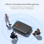 NUROUM A15 Conference Speaker and Microphone, Portable Bluetooth Wireless Speakerphone, 360° Noise Cancelling Voice Pickup, Daisy Chian for Calls/Computer/PC/Laptop via Bluetooth/Dongle/USB-A/C Grey