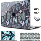 CISSOOK Laptop Hard Shell Case for MacBook Air 13.6 Inch Case 2025 2024 2022 Release Model A3240 A3113 A2681 Cute Cacti Shell with Keyboard Cover for MacBook Air 13-inch M4 M3 M2 Chip, Cactus