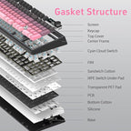 NACODEX Ajazz AK980 Pink Gaming Machanical Keyboard Gift Switch Full Size RGB Gasket Mount 8000mAh Triple Modes Custom Keyboard with Five Layer Pad | Knob Control