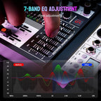 Professional Audio Mixer, 4 Channel Audio Interface Sound Board Mixing Console System Monitor, NEW BAXS 16-Bit DSP DJ Bluetooth Mixer +48V Phantom Effect For Karaoke Studio Streaming Recording