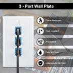FGB 3-Port Keystone Wall Plate 20-Pack, Low-Profile Single Gang Wall Plates for RJ45, HDMI, and Coax Keystone Inserts, White