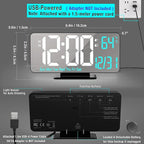 KOSUMOSU Digital Alarm Clock 6.7in Black Clock for Bedroom, Dual Alarm, Date, Seconds,Day of Week,12/24h,Dimming, Temp, Desk Clock, LED Clock for Living Room, Calendar Digital Clock
