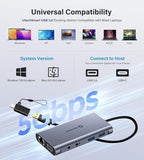 UtechSmart USB Docking Station, 11 IN 1 USB C Dock Triple Display, USB 3.0 Laptop Docking Station with Dual HDMI, VGA, PD, Ethernet, SD/TF, USB 3.0, Mic/Audio, Compatible for MacBook M1 Dell HP Lenovo
