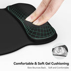 TECKNET Gel Mouse Pad with Wrist Rest, Ergonomic Office Mousepad with Wrist Support - Non-Slip & Smooth Surface Comfortable Desk Accessories Mat for Office, Gaming and Study - Charcoal Black