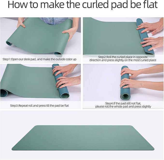 YSAGi Desk Mat, Mouse Pad,Waterproof Desk Pad,Large Mouse pad for Desk, Leather Desk Pad Large for Keyboard and Mouse,Dual-Sided Mouse Mat for Office (23.6" x 13.7", Pistachio Green + Green Blue)