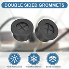 uxcell 4Pcs Cable Cord Grommet, 5/8"(16mm) Rubber Desk Grommets Wire Pass Through Hole Cover with Marked Cable Ties for Home Office Cable Wire Protection, Black
