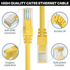 Cat5e Ethernet Cable 35 FT, Long Cat 5e Internet Cable, Yellow Snagless Patch Cord, Flexible, Network, LAN, PoE, Standard RJ45 Connector for PC, Server, Router, Modem, TV, PS5 - with 15 Cable Ties