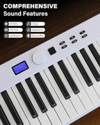 AiJoy 88 Key Beginner Piano Keyboard with Semi-Weighted Keys, 128 Tones, Speakers, USB MIDI, Carry-Bag, Sustain Pedal and Stand, White