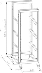 27U Server Rack/4-Post 19in Network Rack/Open Frame Rack with Wheels, Heavy-Duty Frame Cabinet/Adjustable Depth 29.75-27.75in GLOBALRACK(4POST-1000-27U)