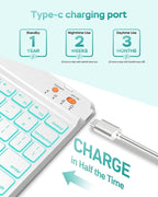 Folio Keyboard Case for iPad 10th Gen 10.9 inch (2022) and iPad 11th (A16, 2025), Magnetic Wireless Detachable Keyboard, 7-Color Backlight, Thin & Light, Pencil Holder (Cyan)