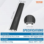 VEVOR Thermoplastic Rubber Drop Over Cable Cover Ramp, 2,000 lbs/axle Load Capacity, Heavy Duty TPR Cable Hose Protector Ramp, Floor Cord Cover for High Walking Traffic Areas Home Office Warehouse