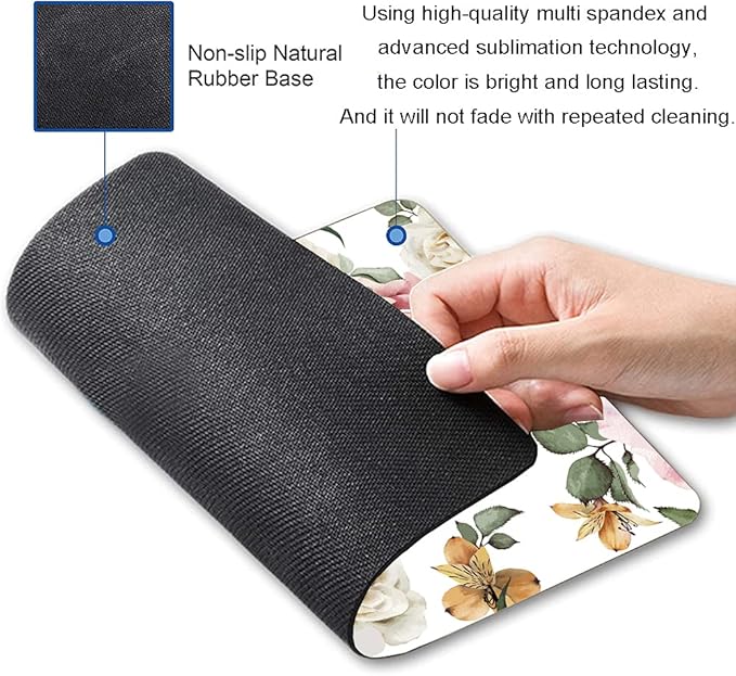 Mouse Pad, Vintage Roses Flower Floral Mouse Pad Rectangle Custom Designs, Waterproof Anti-Slip Rubber Mousepad Office Accessories Desk Decor Wireless Mouse Pads for Computers Laptop