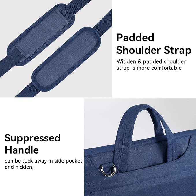 Voova Laptop Bag 13 14 Inch, Waterproof Computer Sleeve Carrying Case with Shoulder Straps & Handle Compatible with Macbook Air 13 M2/M3/M4, MacBook Pro 13/14, HP Dell Lenovo Chromebook 14, Blue