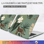 CISSOOK Compatible with MacBook Air 13 inch Case 2021 2020 2019 2018 Release Model M1 A2337 A2179 A1932, Midnight Green Hard Case Leopard Cover for MacBook Air 13 inch with Touch ID - Panther Leopard