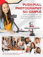 360° Spinning Camera rig, 360 Degree Spinner with 43.3in Extension Poles Professional Photography Turntable Rotating Camera Slider 360° Rotating Shooting Suction Cup Base with Multiple Interfaces