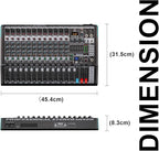 DJ Mixer, TKLBLS Professional 12 Channel Audio Mixer Board with 99-Bit DSP, Sound Board Mixing Console 7-Band EQ Output, USB Audio Interface, Bluetooth 48V Phantom Power For Karaoke Studio Streaming