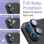 2 Pack Camera Lens Protector for iPhone 16 / iPhone 16 Plus,[Not Easy to Breakn ] AR Tempered Glass Strong Adsorption Metal Camera Cover Screen-Darkcyan