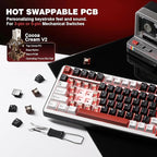 YUNZII B75 PRO Wireless Mechanical Keyboard,75% Layout with Knob,Hot Swap Gasket Custom Structure,Creamy Pre-lubed Switches,RGB Backlit,Bluetooth/Type-C/2.4G for Win/Mac(Cocoa Cream V2 Switch,Black)