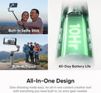 Insta360 Flow 2 Grey - Foldable AI Phone Gimbal, AI Tracking, Multi-Person Tracking, Built-in Tripod/Selfie Stick, Remote Control, iPhone/Android Portable Stabilizer