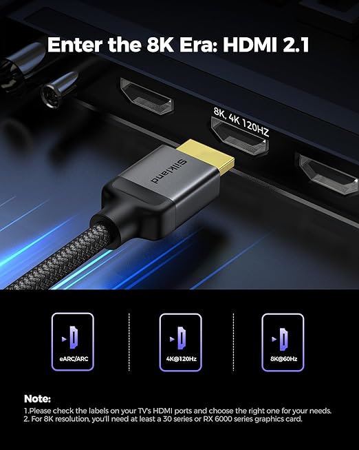 Silkland Certified 10K 8K HDMI 2.1 Cable 16.5ft, (Upgrade Braided) Ultra High Speed HDMI Cable [8K@60Hz, 4K@120Hz 144Hz] 48Gbps, HDR10, eARC, ARC, HDCP, Compatible for PS5/Xbox/Soundbar/Roku TV