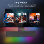 Wohome 2.1 Computer Speakers for Desktop PC, Bluetooth 5.3 PC Sound Bar with 7 RGB Light Modes, DC Powered Laptop Gaming Speakers with 3.5mm AUX-in/USB Connected for Projector, Tablet