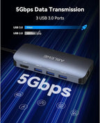 ABLEWE USB C Hub Ethernet, 8 in 1 Multiport USB C to HDMI Adapter 4K@60Hz,1000Mbps, 100W PD, SD/TF Card Reader, 3 USB 3.0 Ports, Docking Station Compatible for MacBook, Tablet, Phone, Type C Devices