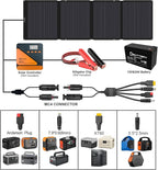 410W 42V ETFE Portable Solar Panel, IP68 Waterproof Foldable 24% High Efficiency, Ultra-Light Solar 4 Kickstands fo Power Station RV Camping
