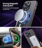 Magnetic for iPhone 15 Pro Case [Compatible with MagSafe][Built-in Camera Lens Protector] Slim Soft Silicone Bumper Shockproof Metallic Shine Phone Case (Black)