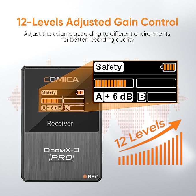 COMICA BoomX-D1 PRO Wireless Lavalier Microphone, 16GB Storage, Safety Audio Track, Noise Cancellation, 328' Range, Wireless Lav Mic for iPhone, Android, PC Interviews, Vlogs, Live-Streaming(1TX+1RX)