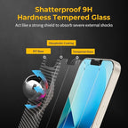 UNBREAKcable 2-Pack Screen Protector for iPhone 16e/13/13 Pro/14, Double Shatterproof Tempered Glass [Easy Installation Frame] [9H Hardness] [99.99% HD] [Case Friendly] for iPhone 6.1 inch