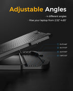 AICHESON Laptop Cooling Pad 5 Fans Up to 17.3 Inch Heavy Notebook Cooler, Blue LED Lights, 2 USB Ports, S035, Blue-5fans