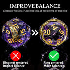 Magic Golden Ring DND Dice Set Sharp Edge Red Resin Dice with Box, for use with RPG D&D Tabletop Games Lord D and D Polyhedral Dice Set