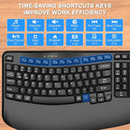 EDJO Ergonomic Wireless Keyboard with Wrist Rest, Wave Keys, Comfortable Natural Typing, 2.4GHz Ergo Wireless USB Computer Keyboard for Multi-OS, Windows, Mac OS, Laptop, PC (Black)