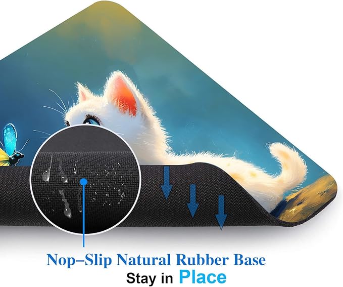 Kawaii Kitten Cute Cat Mouse Pads for Desk, Portable Wireless Computer Mouse pad Small Design with Women, Non-Slip Rubber Base Laptop Mousepad 9.5" x 7.9" Smooth Surface for Office & Travel