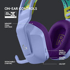 Logitech G733 LIGHTSPEED Wireless Gaming Headset with suspension headband, LIGHTSYNC RGB, Blue VO!CE mic technology and PRO-G audio drivers - Lilac