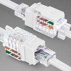 Everest 45° Angled RJ45 Cat6A Keystone Jacks 10-Pack in White - Slim Profile Female RJ45 Connectors - Cat 6A Keystone Jack - Compatible with 45° Angled Speed Termination Tool - 45Term (B0BL3GS7ZY)