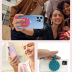 Magnetic Suction Cup Phone Mount,Suction Phone Case Grip Stand Holder for MagSafe, Compatible with iPhone 15 Pro Max, Hands-Free Mirror Shower Phone Holder Accessory for TikTok Videos, Black