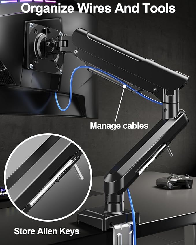Single Monitor Mount Arm, Fits 13-32 Inch, Holds 4.4-22lbs, Full Motion, VESA 75x75/100x100, Desk Mount Freelift Pro