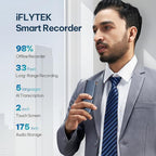 iflytek Offline Voice Recorder with AI Transcription,Recording Device with Playback Secure Digital 5-Language Voice-to-Text, Noise Reduction, AI Voice Recorder for Meetings, Interviews, Learning