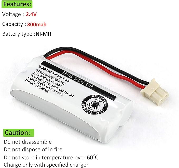 BT183342 BT283342 BT166342 BT266342 BT162342 BT262342 Cordless Phone Battery Compatible with CS6114 CS6419 CS6719 EL52300 CL80112 CS6719-2 Cordless Handsets (Pack 3)