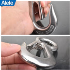 Alele 4Pack 0.5T Crane Scale Grab Hooks, Slip Hooks,Stainless Steel Lifting Hook Rigging Accessory