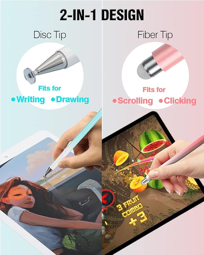 Stylus Pens for Touch Screens, 2 in 1 High Precision Universal Stylus Pen for iPad Compatible with Apple, iPhone, iPad, Android, Samsung Tablets, Phones, 3 Pack-Black,Gold,White