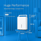 hOmeLabs 8 Pint Wi-Fi Dehumidifier for up to 1,800 Sq Ft Rooms (MAX 24 Pint at 95°F, 90% RH) – Ultra Quiet, Compact Design with Smart Controls and Drain Hose