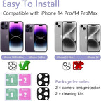 2 Pack Camera Lens Protector for iPhone 14 Pro/iPhone 14 Pro Max,[Not Easy to Breakn ] AR Tempered Glass Strong Adsorption Metal Camera Cover Screen-Black