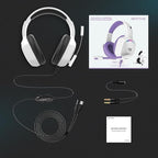 Gaming Headset with Microphone for Pc, Xbox One Series X/s, Ps4, Ps5, Switch, Stereo Wired Noise Cancelling Over-Ear Headphones with Mic, RGB, for Computer, Laptop, Mac, Nintendo, Gamer (White)