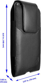 Leather Cell Phone Holster for Boost Celero 5G, Motorola Moto G 5G, Moto G Power 2021/2022/2023/2024, TCL 30 40 50 60 XE, XL, Vertical Case Waist Carrying Pouch with Belt Clip/Loops, Black