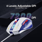Wired Mouse, 4 Levels Adjustable DPI, 6 Programmable Buttons, Ergonomic Computer Wired Mouse for PC Laptop Computer for Office - Plug and Play (Bluewhite)